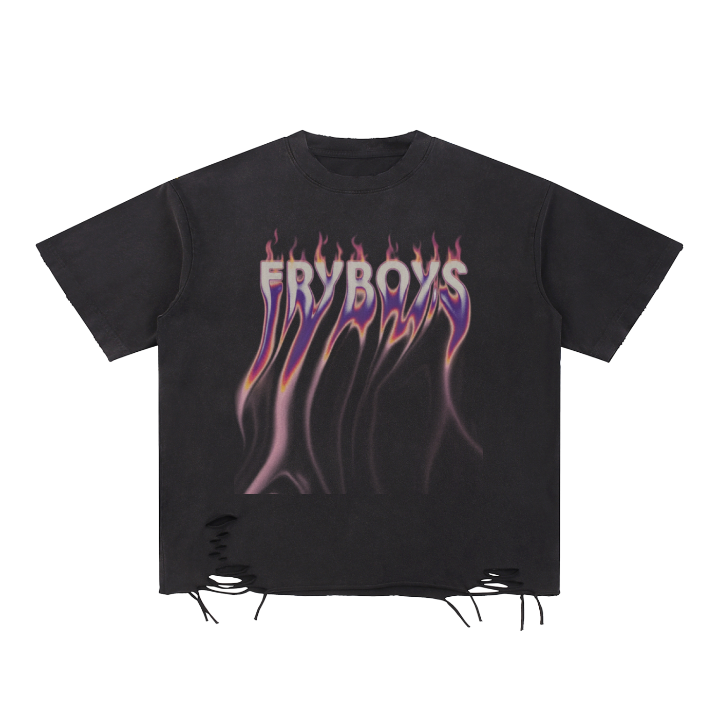Fryboys Snow Washed Raw-Hem T-Shirt